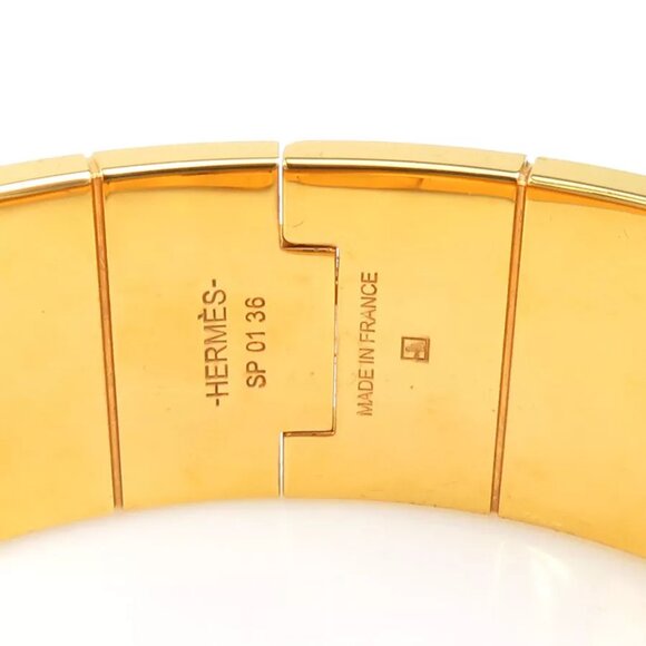 Auth HERMES Charniere Bangle Bracelet Gold/Blue/Pink Metal/Enamel - e59946g - Picture 11 of 12